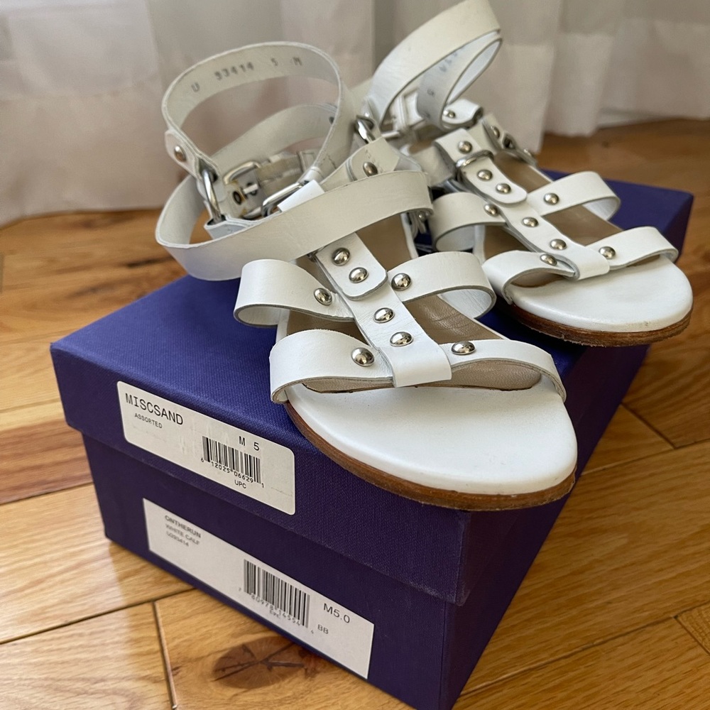 Stuart Weitzman white gladiator sandals